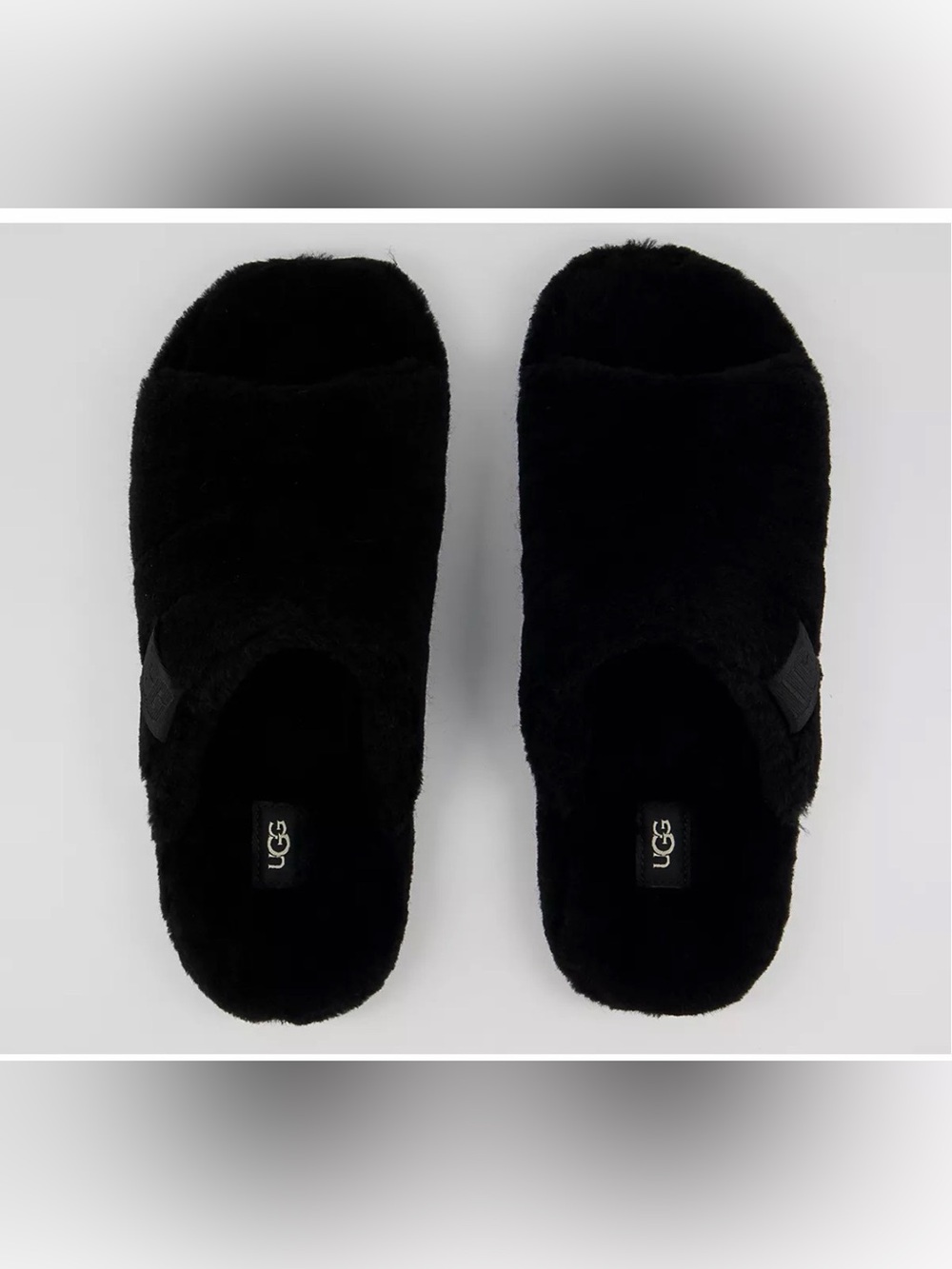UGG men’s Black Plush Slide Slippers